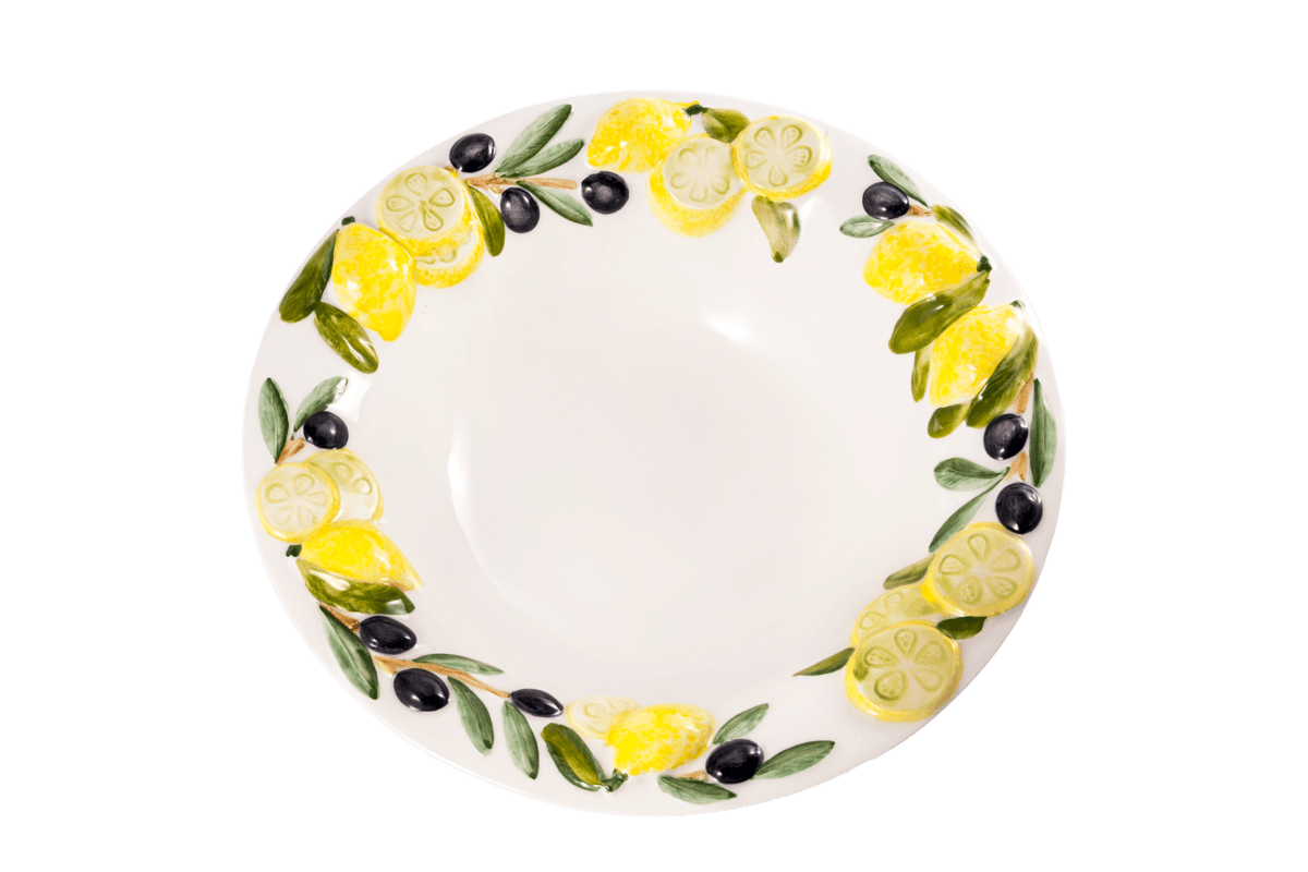 schüssel mit zitronenmotiv